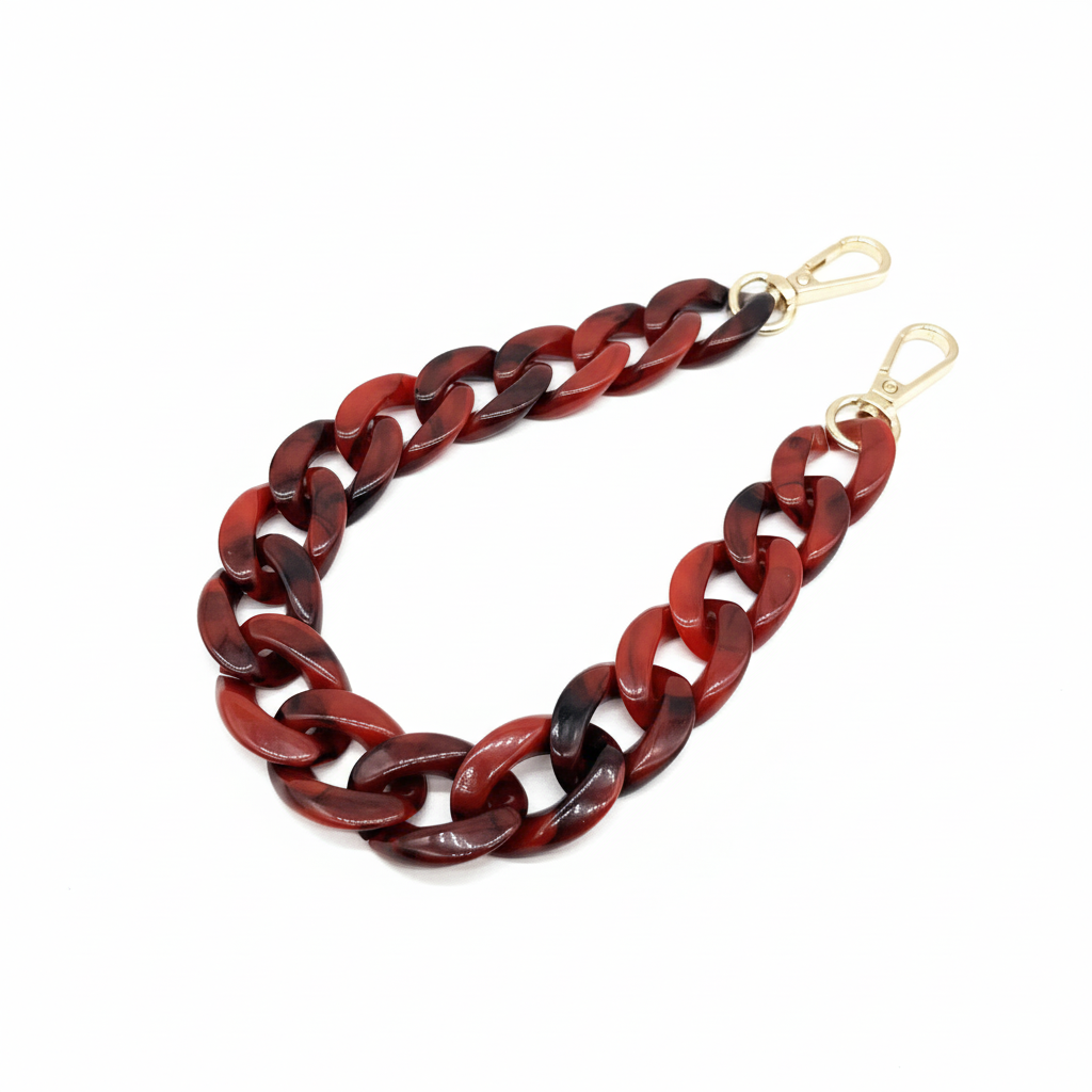Acrylic Bag Chain- Burgandy & Black - 60 cm - Sara Crochet