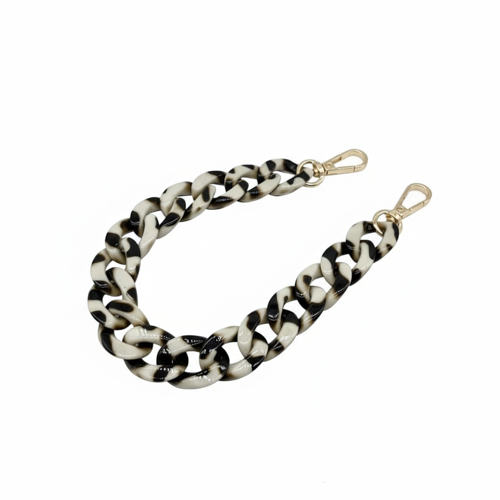 Acrylic Bag Chain- Brown & Cream- 60 cm - Sara Crochet