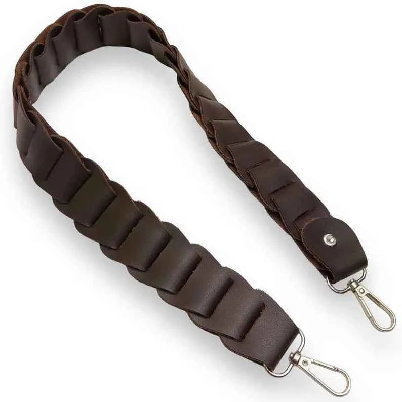 Leather Bag Handle- Brown - Sara Crochet