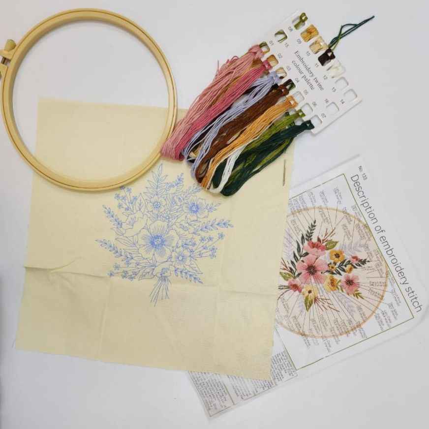 Flowers Pattern Embroidery Set- 133 - Sara Crochet