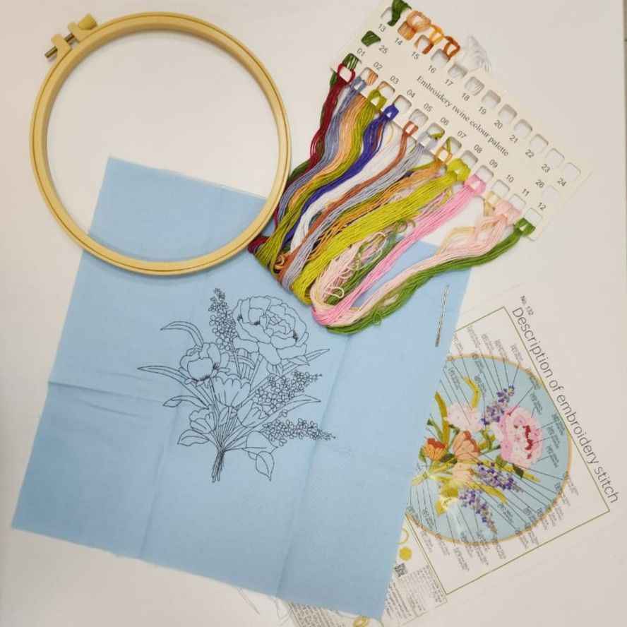 Flowers Pattern Embroidery Set- 132 - Sara Crochet