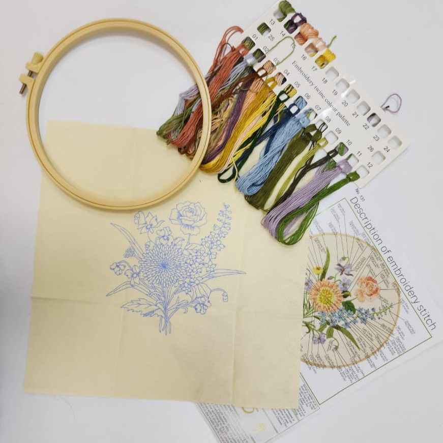 Flowers Pattern Embroidery Set- 131 - Sara Crochet