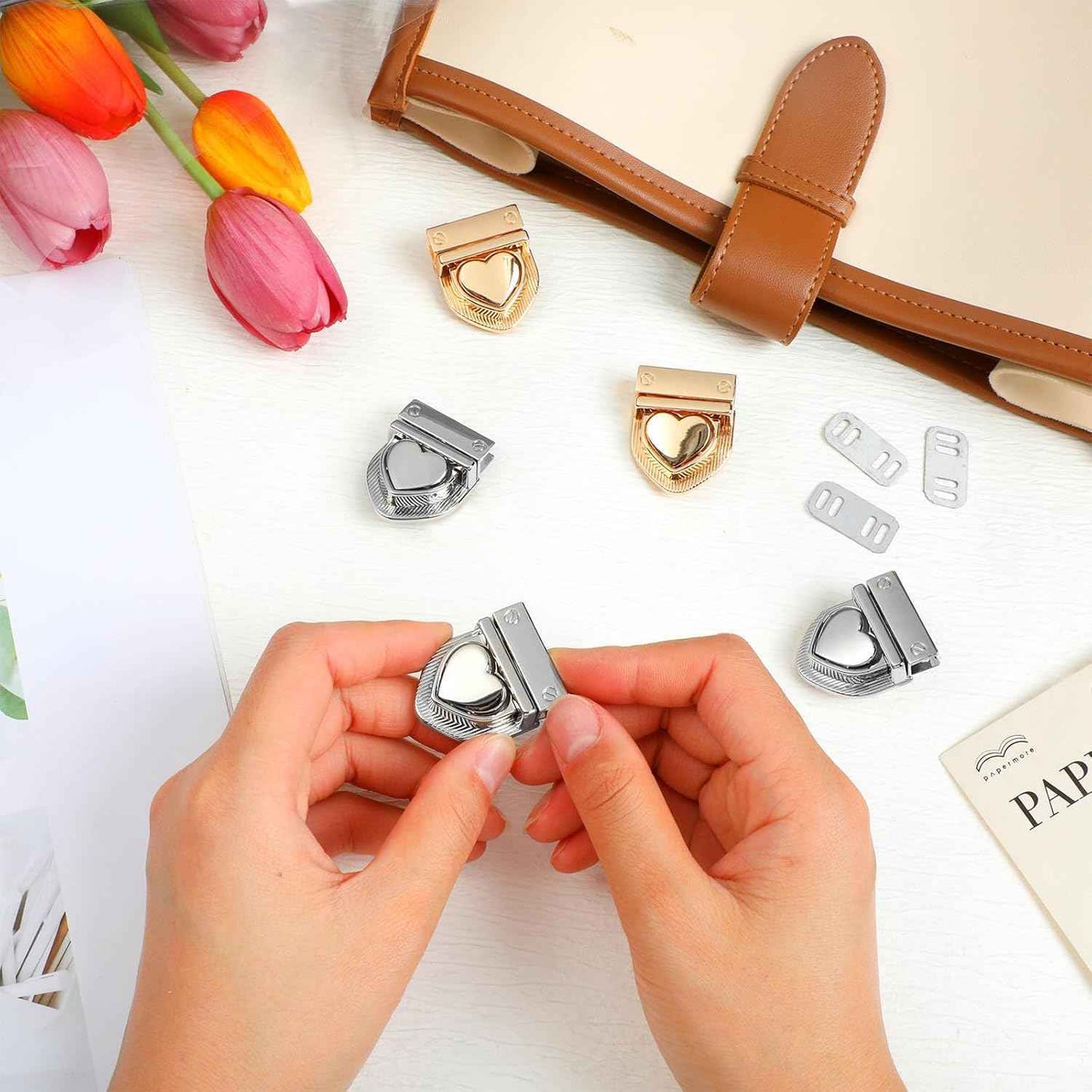 1 Piece Heart Lock Gold - Sara Crochet