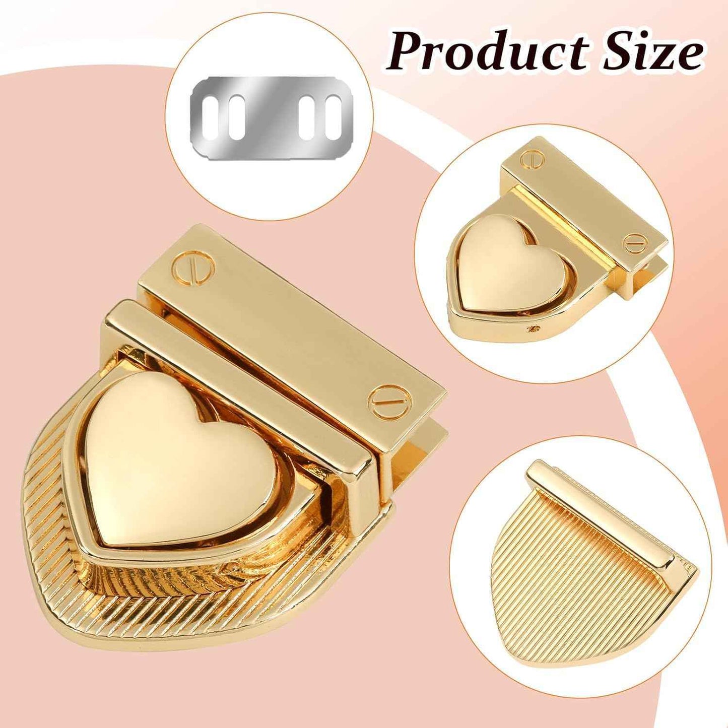 1 Piece Heart Lock Gold - Sara Crochet