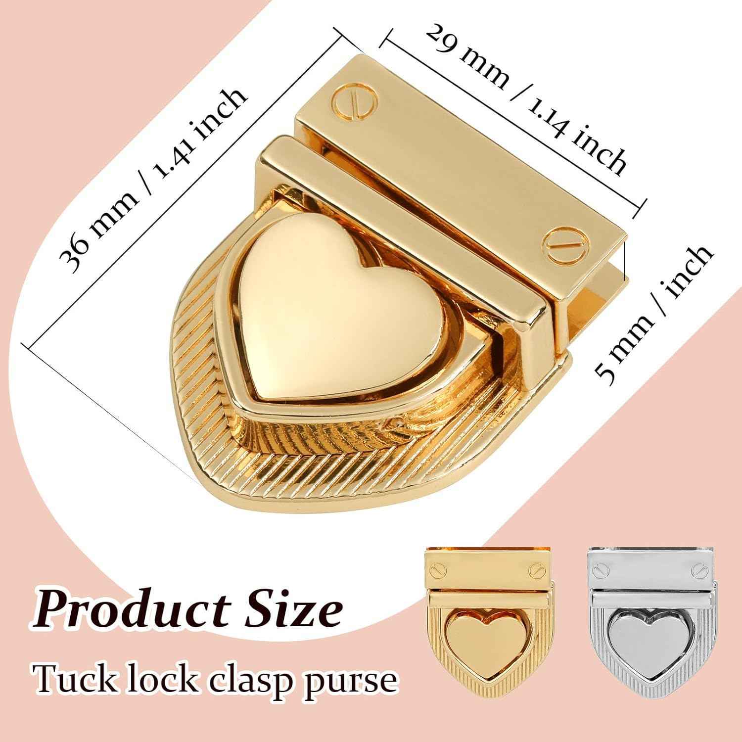 1 Piece Heart Lock Gold - Sara Crochet