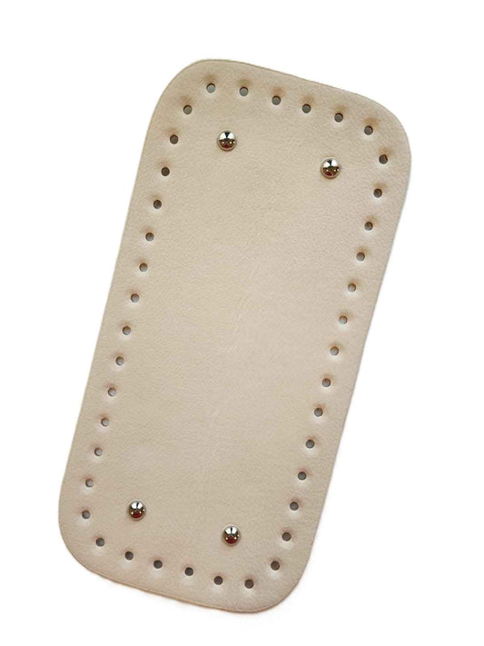 Leather Bag Base-Cream- 25cm x 12cm - Sara Crochet