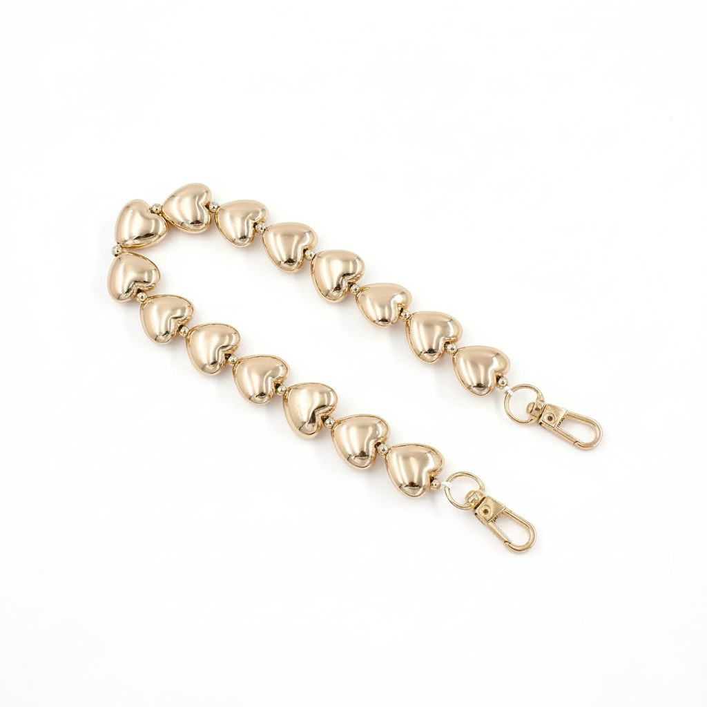 Heart Shape Bag Decoration-Gold- 35cm - Sara Crochet