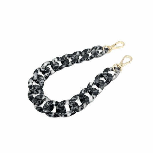 Acrylic Bag Chain- Gray & Transparent - 37 cm - Sara Crochet