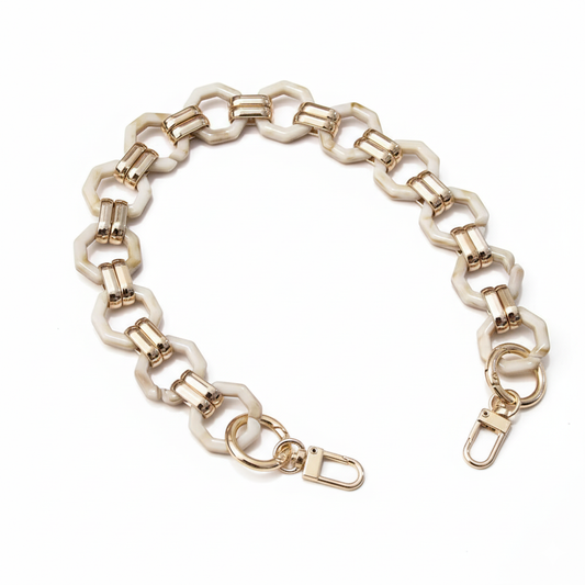 Vintage Octagon Acrylic Chain- Beige & Cream - Sara Crochet