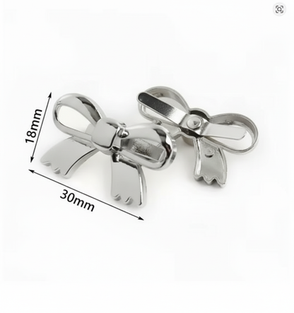 1 Pair Bowknot Metal Buckle- Silver - Sara Crochet