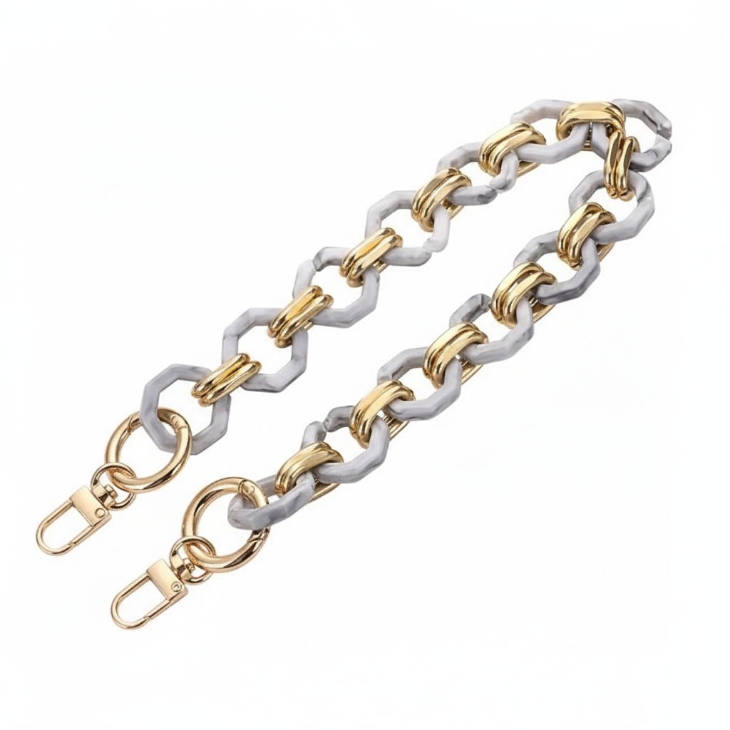 Vintage Octagon Acrylic Chain- White & Gray - Sara Crochet