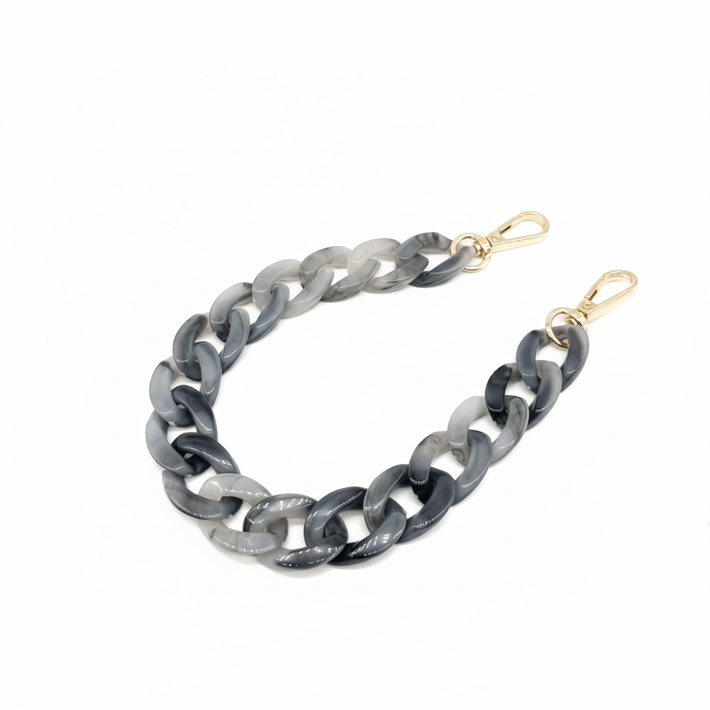 Acrylic Bag Chain- Gray & Black - 37 cm - Sara Crochet