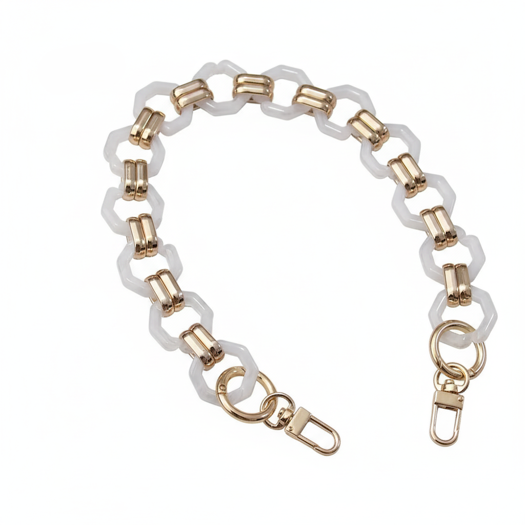 Vintage Octagon Acrylic Chain- White - Sara Crochet