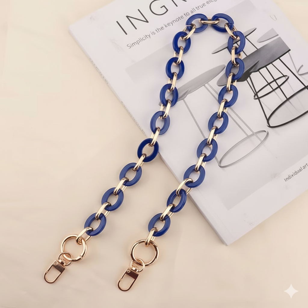 Acrylic Chain Bag Handle- Dark Blue - Sara Crochet