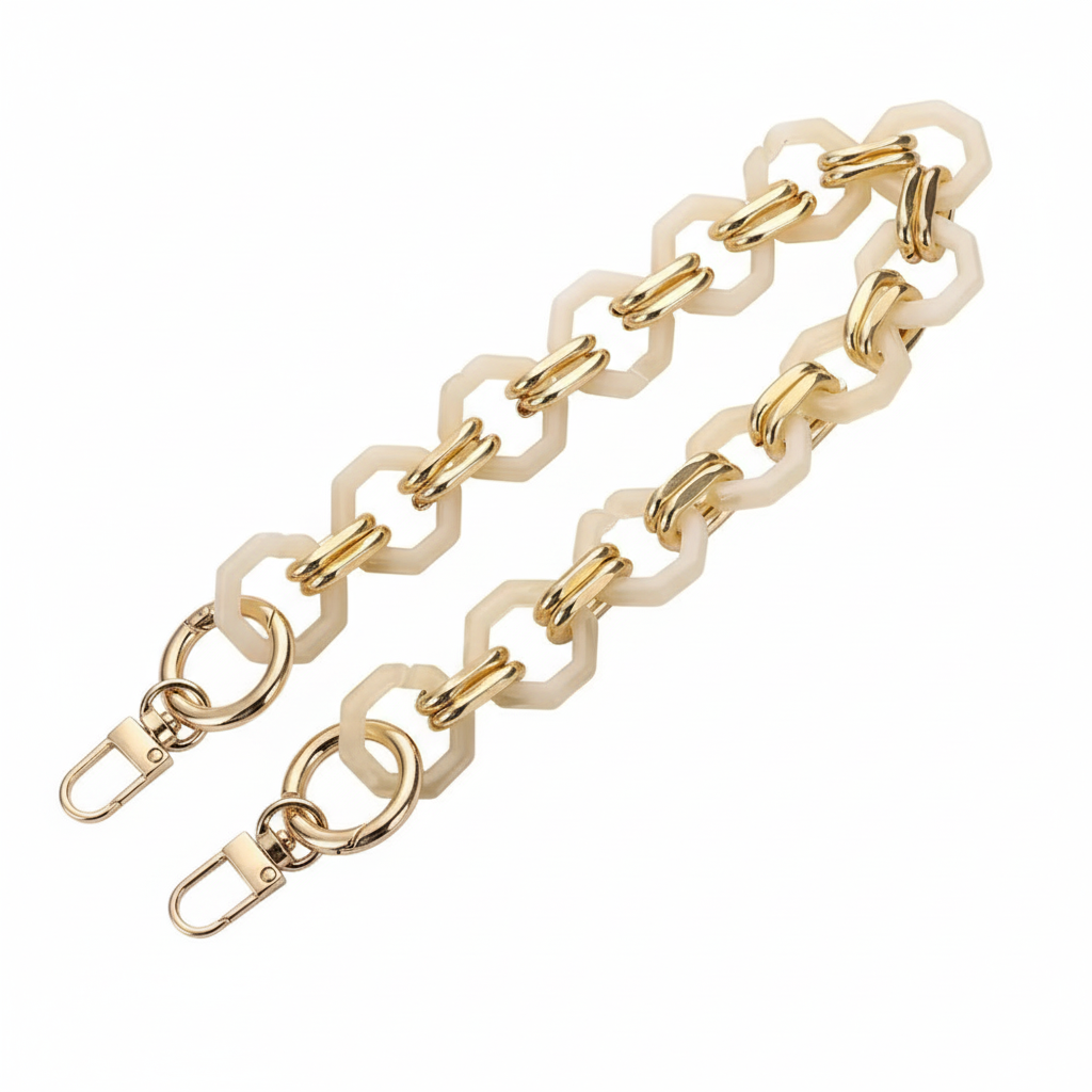 Vintage Octagon Acrylic Chain- Light Beige - Sara Crochet