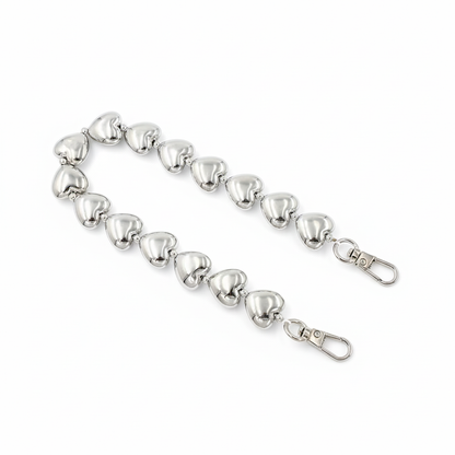 Heart Shape Bag Decoration-Silver- 35cm - Sara Crochet