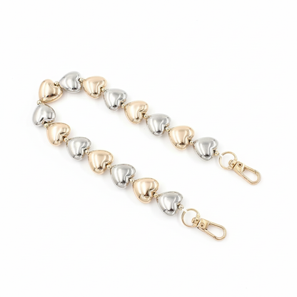 Heart Shape Bag Decoration-Silver & Gold- 35cm - Sara Crochet