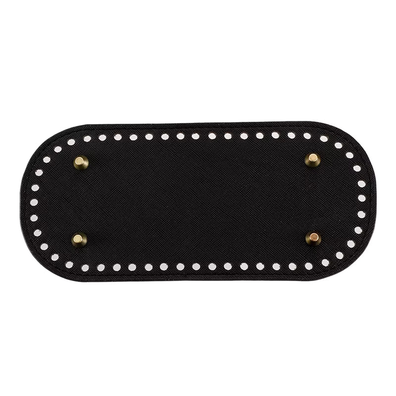 Leather Bag Base -Black- 22cm x 10cm - Sara Crochet