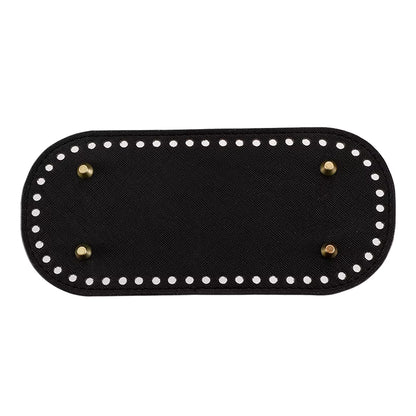 Leather Bag Base -Black- 22cm x 10cm - Sara Crochet