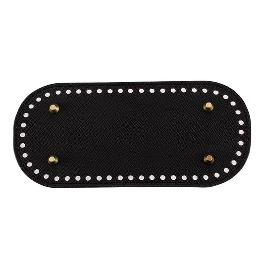 Leather Bag Base -Black- 22cm x 10cm - Sara Crochet