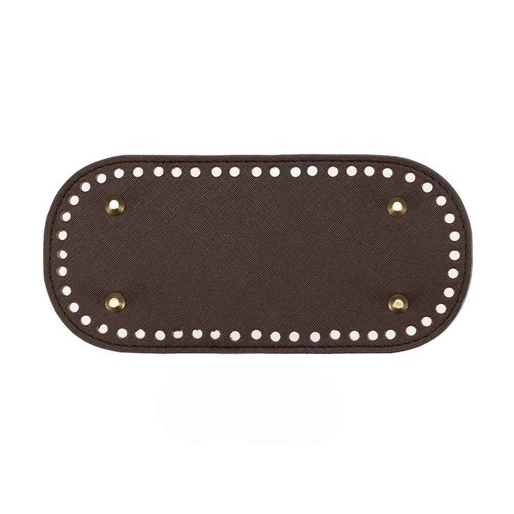 Leather Bag Base-Brown- 22cm x 10cm - Sara Crochet