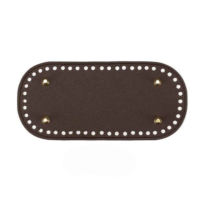 Leather Bag Base-Brown- 22cm x 10cm - Sara Crochet