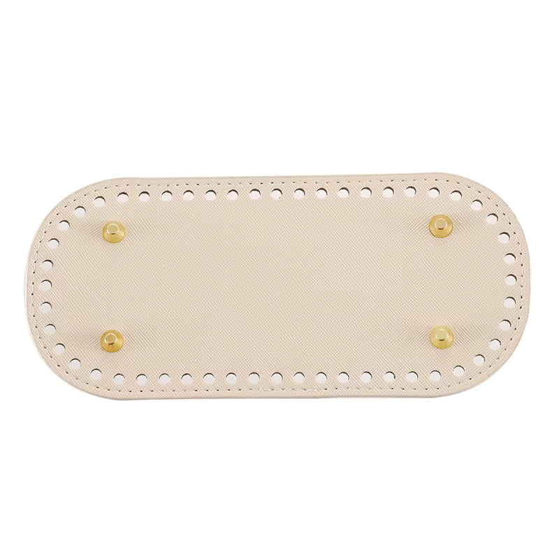 Leather Bag Base-Cream- 22cm x 10cm - Sara Crochet