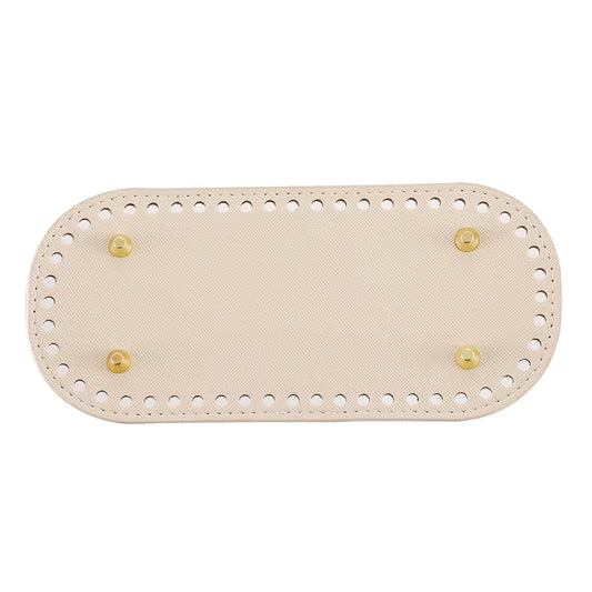 Leather Bag Base-Cream- 22cm x 10cm - Sara Crochet