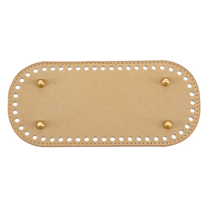 Leather Bag Base-Beige- 22cm x 10cm - Sara Crochet