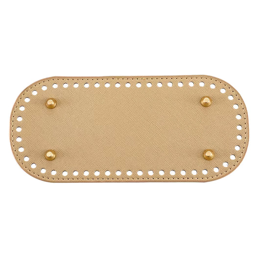 Leather Bag Base-Beige- 22cm x 10cm - Sara Crochet