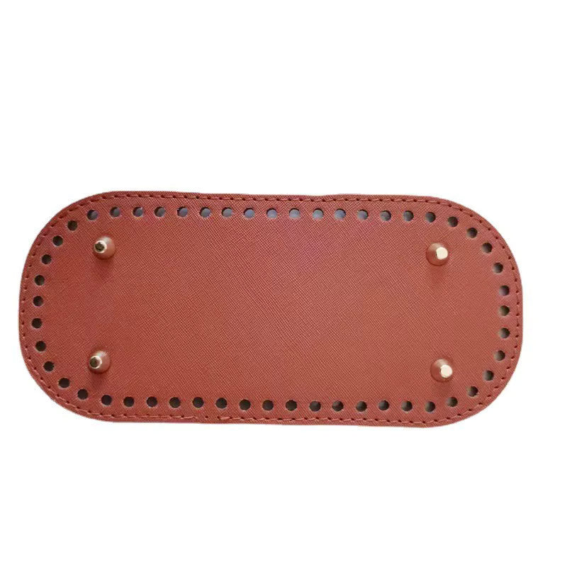 Leather Bag Base-Camel- 22cm x 10cm - Sara Crochet