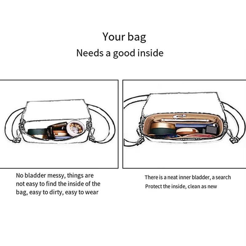 1PC Felt Insert Bag Organizer-Brown - Sara Crochet