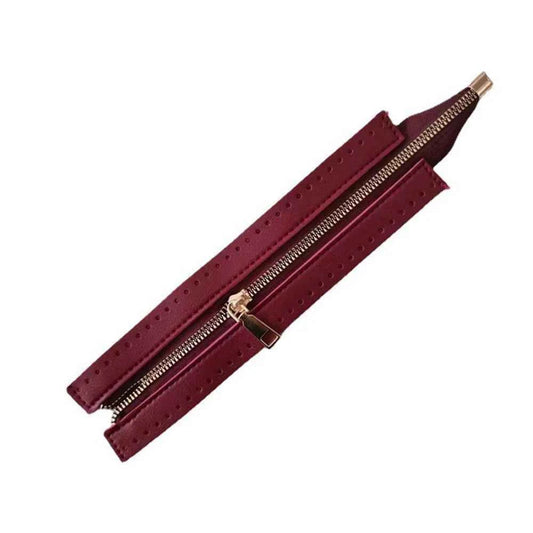 Leather Zipper For Woven Bag- Burgandy - 18 cm - Sara Crochet