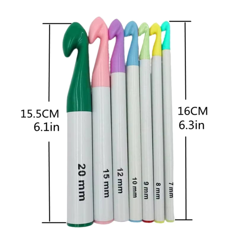 7pcs Huge Plastic Crochet Hook Set - Sara Crochet