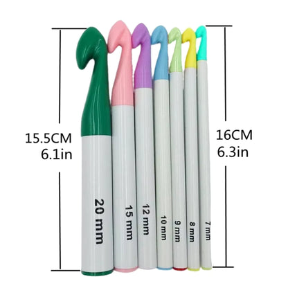 7pcs Huge Plastic Crochet Hook Set - Sara Crochet