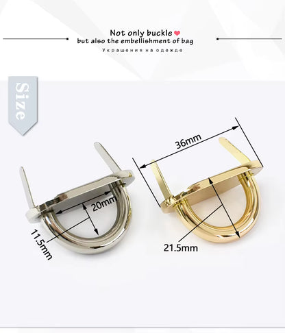 1 Pair D Ring Buckles Bag Strap - Gold - Sara Crochet