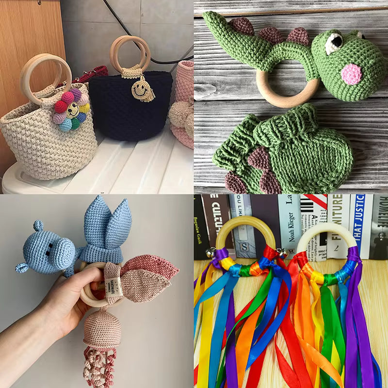 Wood Teether Ring for Macrame Craft- 4 cm - Sara Crochet