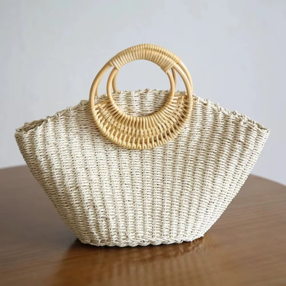 1 Pair Straw Bag Handles - Sara Crochet