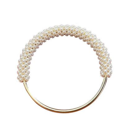 1 Pair White Pearl Round Bag Handle - Sara Crochet