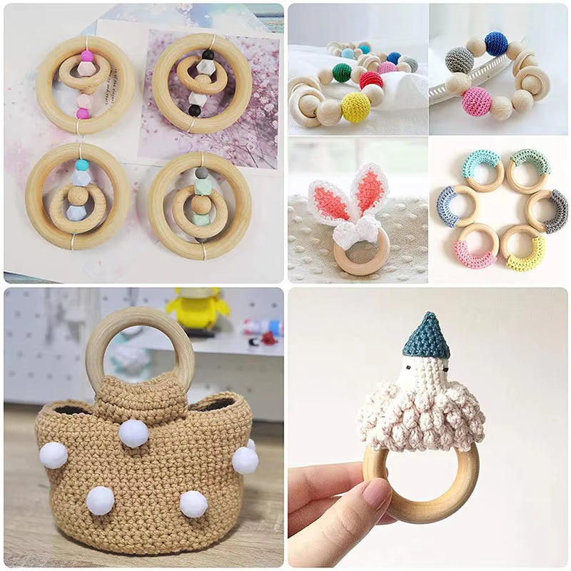 Wood Teether Ring for Macrame Craft- 4 cm - Sara Crochet