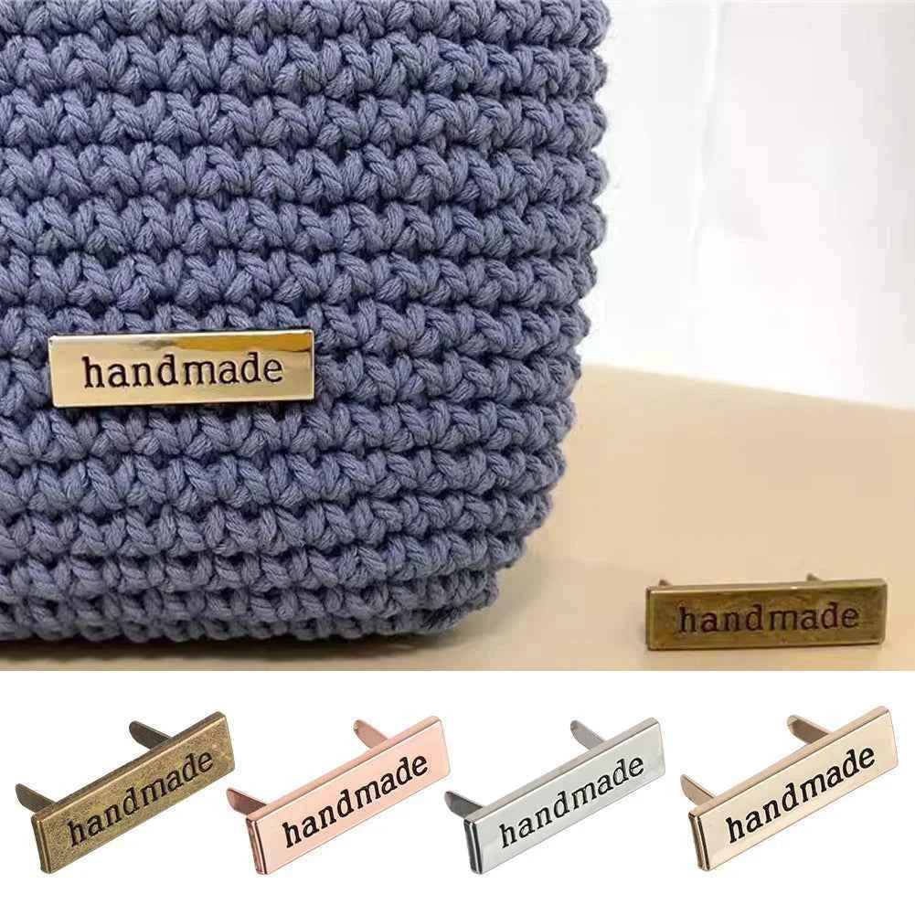 1 Pieces Rectangle Metal Handmade Label Gold - Sara Crochet