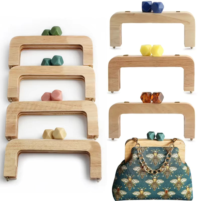 1PC Macaron Wood Handle Frame- Green - Sara Crochet