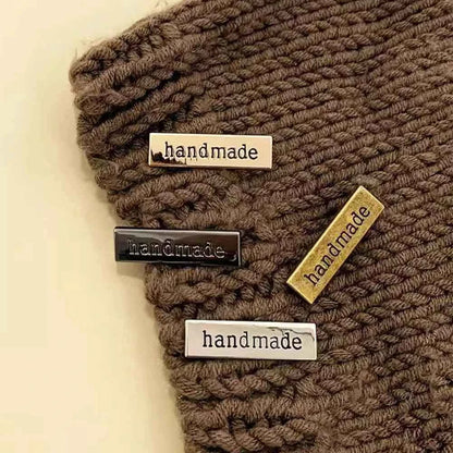 1 Pieces Rectangle Metal Handmade Label Gold - Sara Crochet