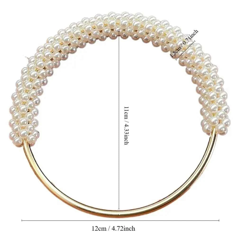 1 Pair White Pearl Round Bag Handle - Sara Crochet