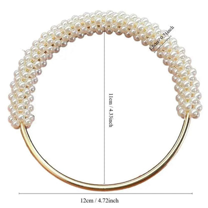 1 Pair White Pearl Round Bag Handle - Sara Crochet