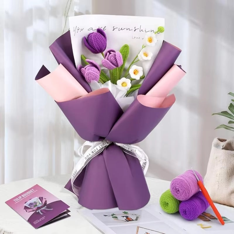 Flower Bouquet Crochet Kit- Purple - Sara Crochet