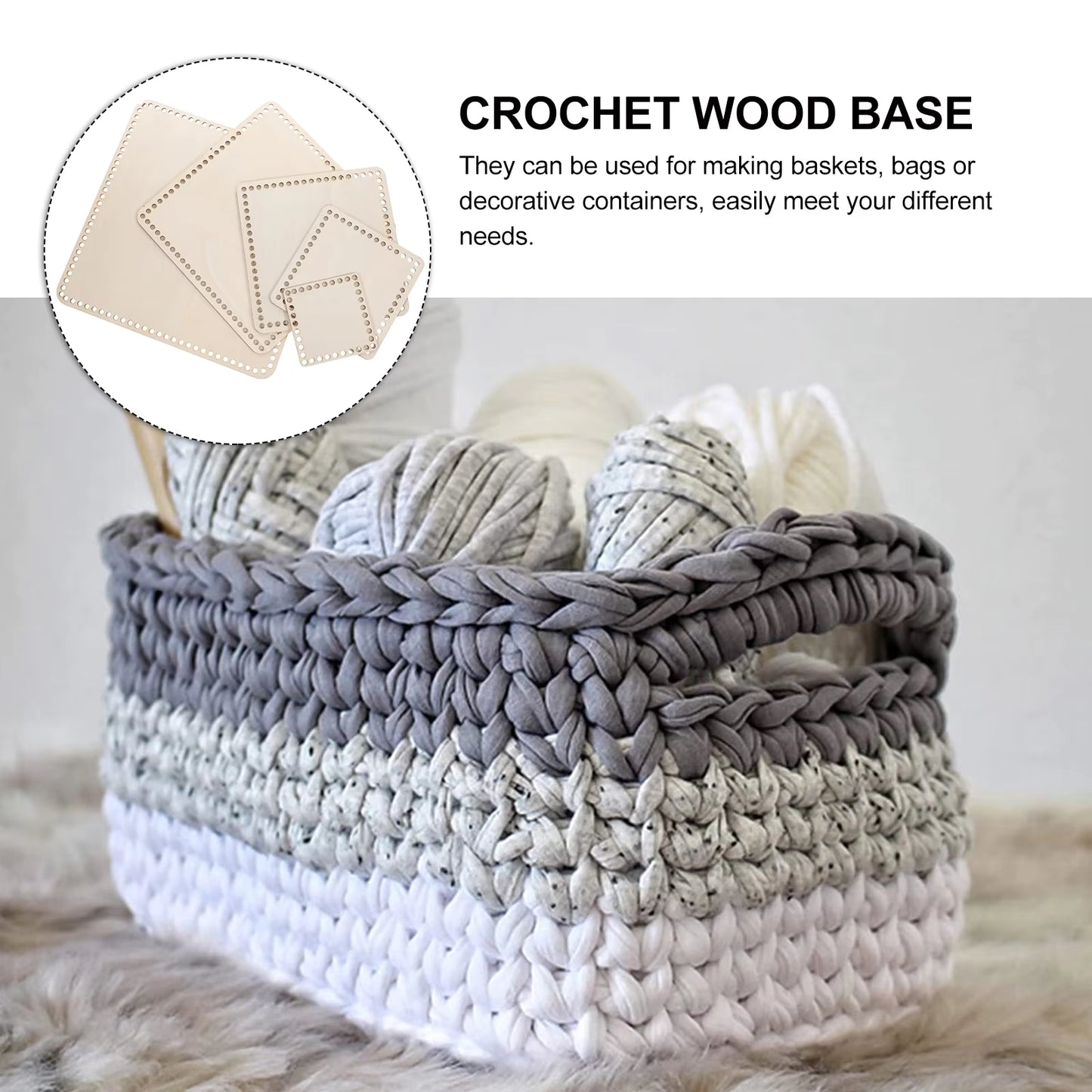 Wooden Square Bag Base - Sara Crochet