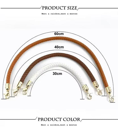 1 Pair Leather Braided Bag Strap 30 cm- Brown - Sara Crochet