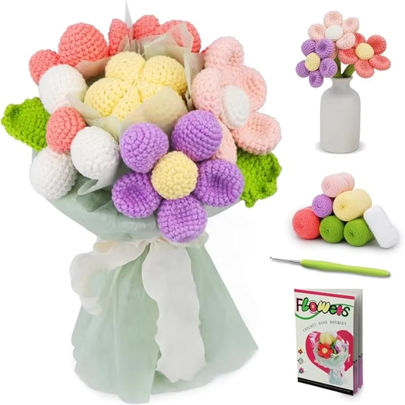 Flower Bouquet Crochet Kit- Purple - Sara Crochet