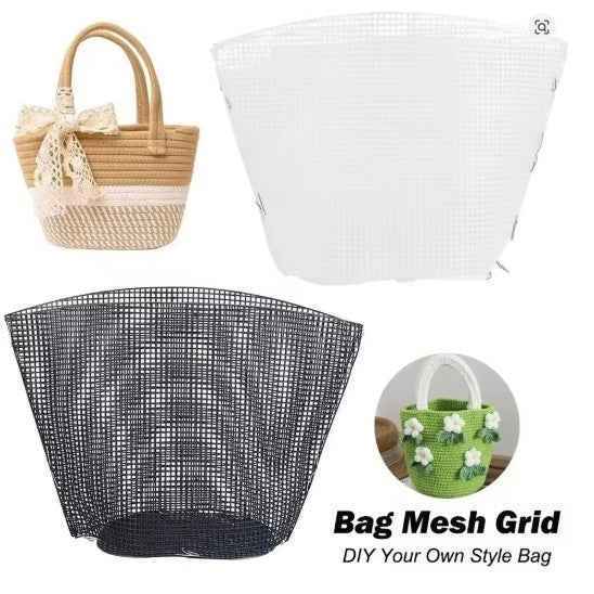 Set Black Plastic Mesh Canvas Bag - Sara Crochet